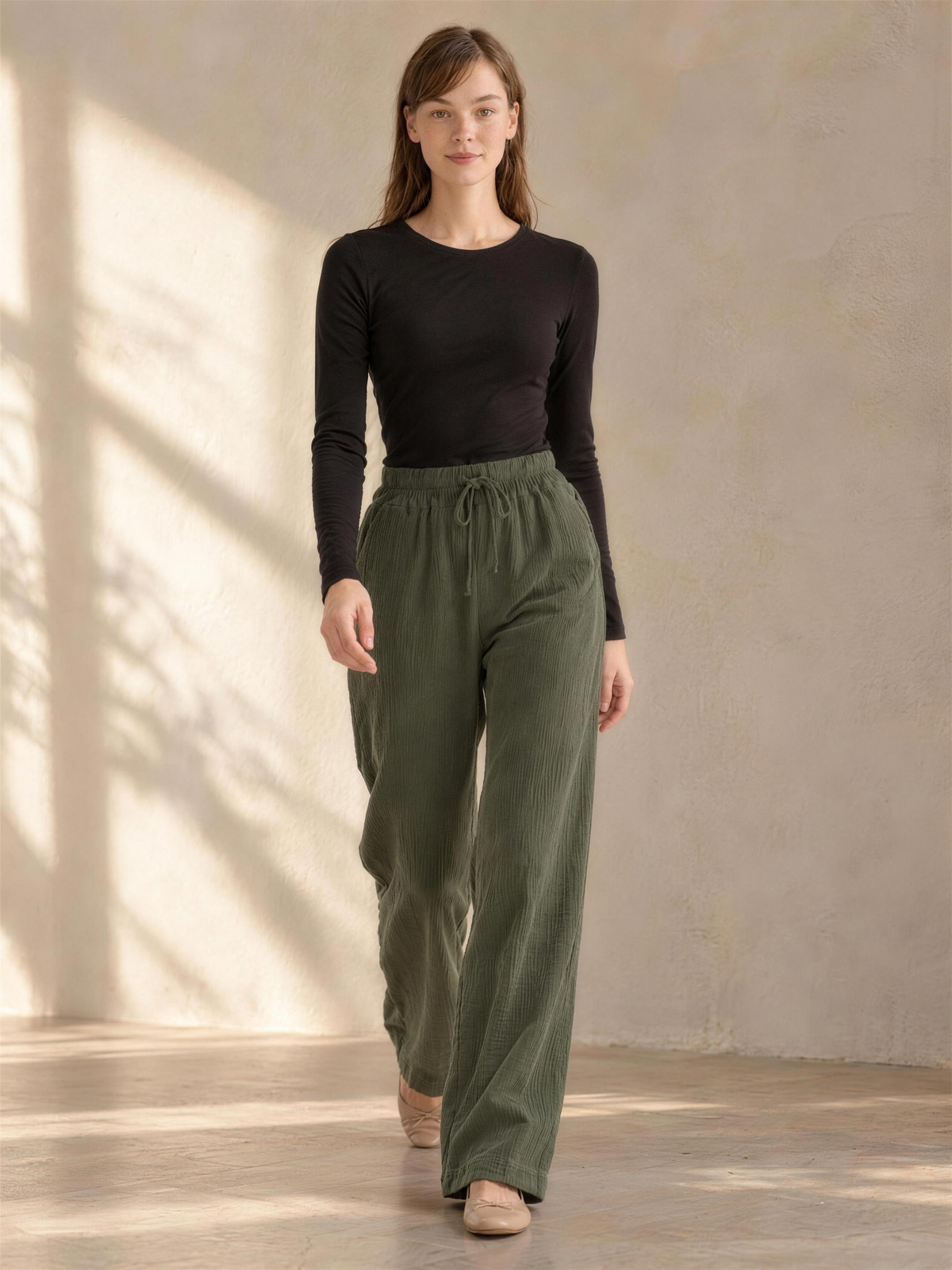 Lucia | Women's Loose Fit High-Waisted Cotton Trousers