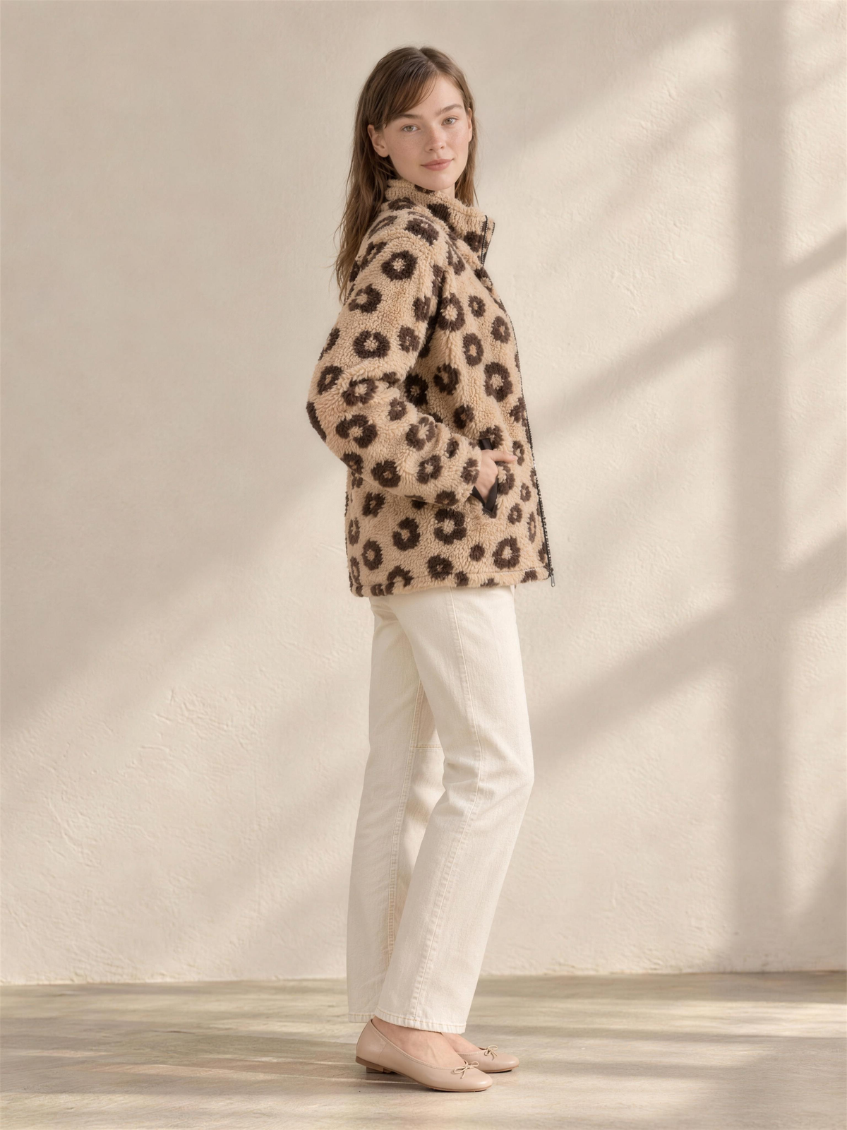 Camilla | Women's Printed Fleece Cardigan with Pockets