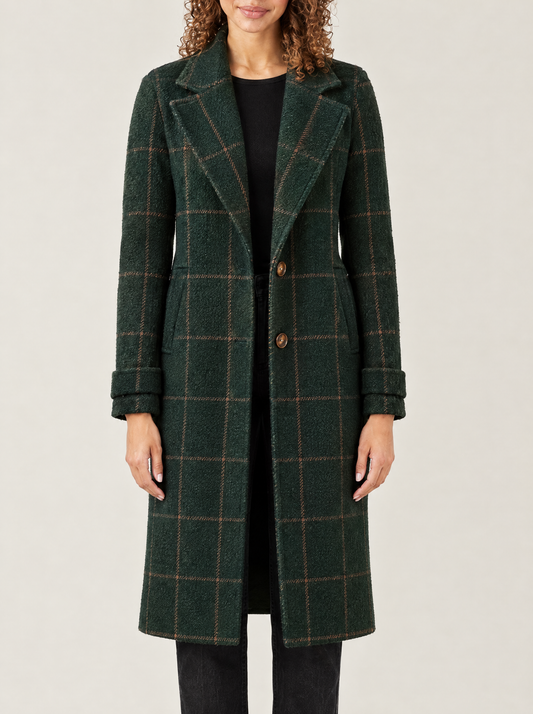 Cecilia | Women's Tailored Longline Coat in Forest Green