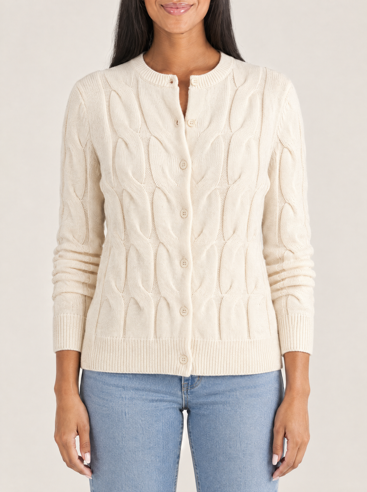 Marina | Women's Soft Cable Knit Cardigan, enlarged view