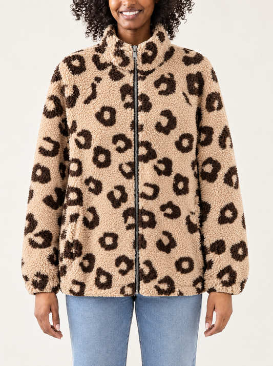 Camilla | Women's Printed Fleece Cardigan with Pockets