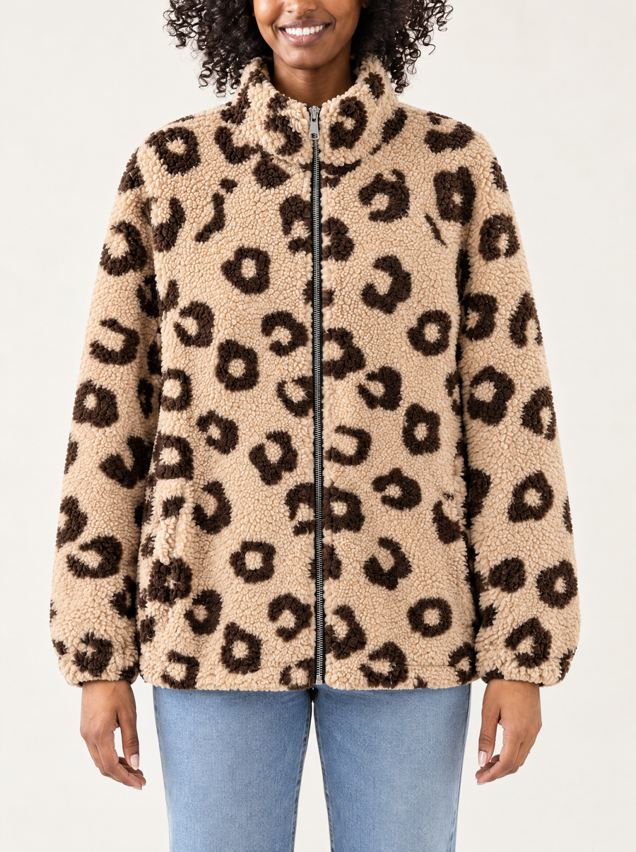 Camilla | Women's Printed Fleece Cardigan with Pockets