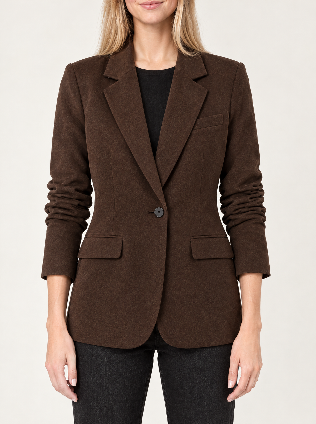 Simona | Women's Fitted Faux Suede Blazer, enlarged view