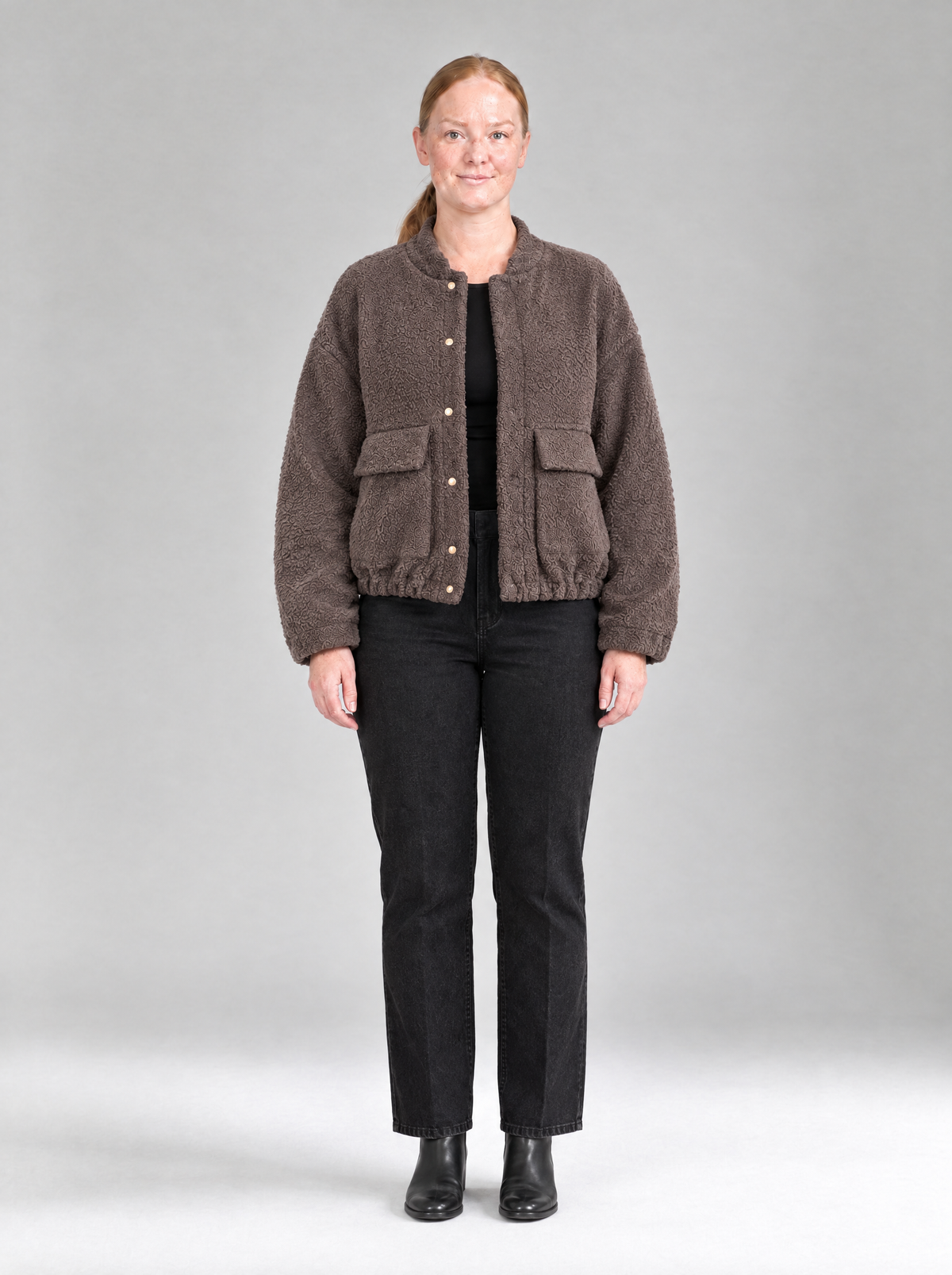 Tiziana | Women's Teddy Bomber Jacket with Button Fastening