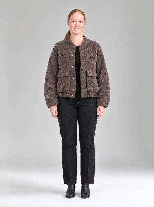 Tiziana | Women's Teddy Bomber Jacket with Button Fastening