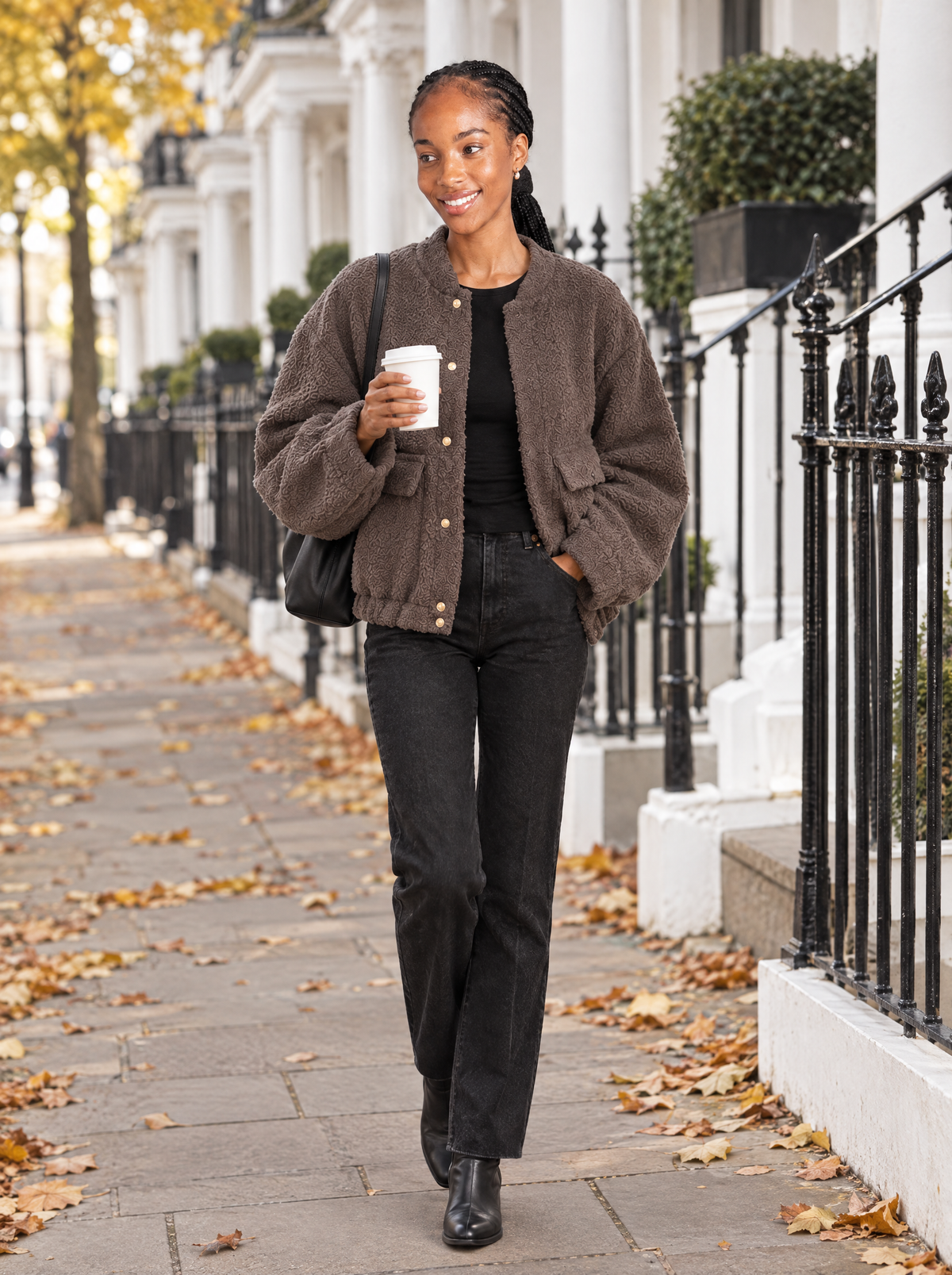 Tiziana | Women's Teddy Bomber Jacket with Button Fastening