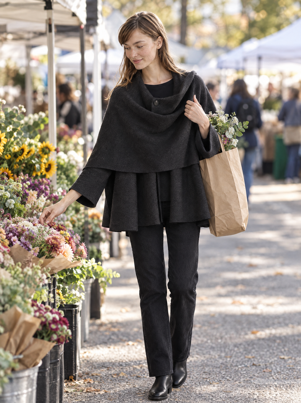 Gaia | Women's Draped Collar Relaxed Cardigan Coat