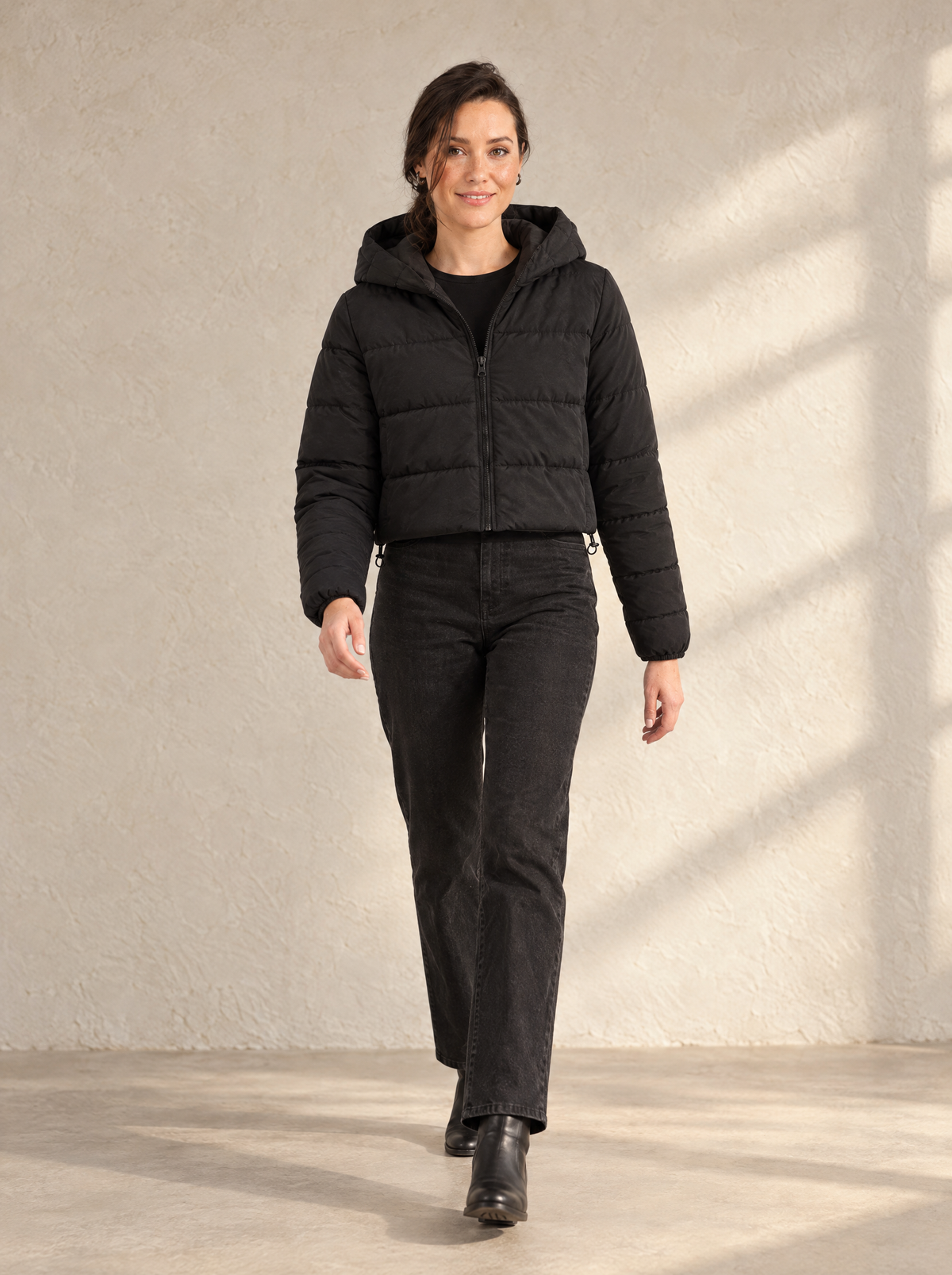 Elisa | Women's Cropped Quilted Puffer Jacket with Hood