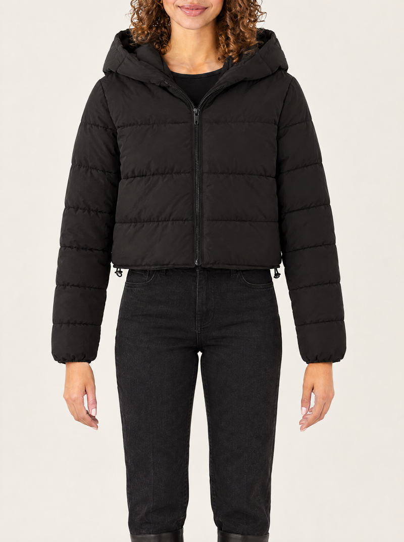 Elisa | Women's Cropped Quilted Puffer Jacket with Hood