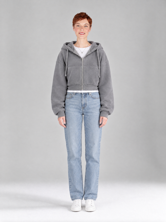 Bice | Women's Cropped Zip-Up Hoodie