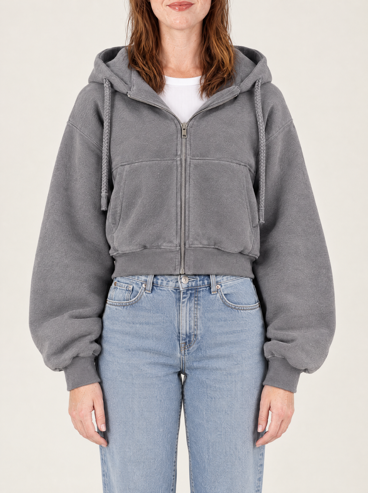 Bice | Women's Cropped Zip-Up Hoodie, enlarged view