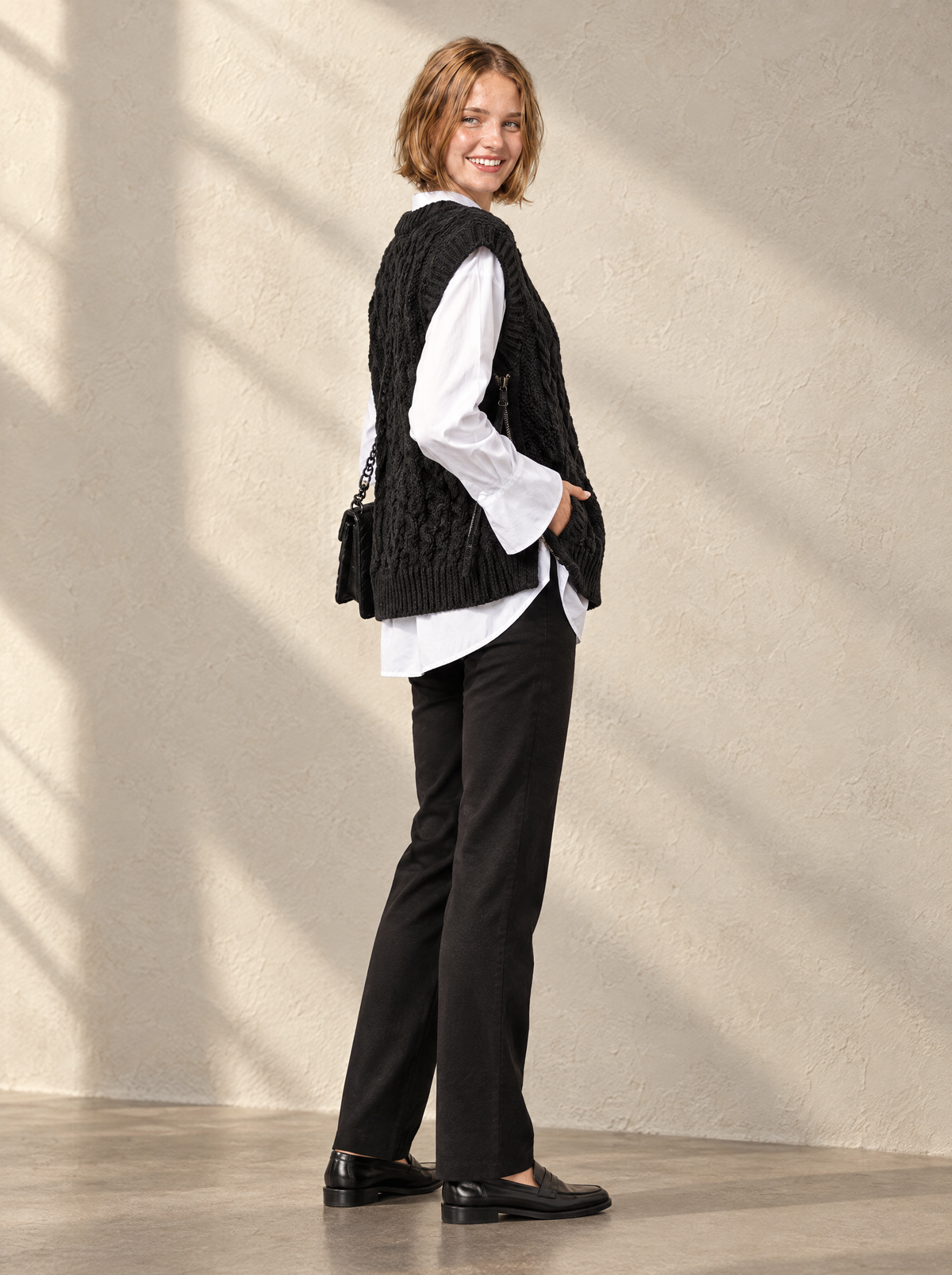 Tosca | Women's Cable Knit Sleeveless Jumper Vest
