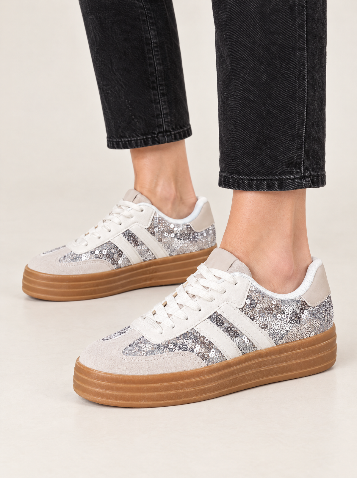 Chiara | Women's Chunky Platform Trainers in Beige