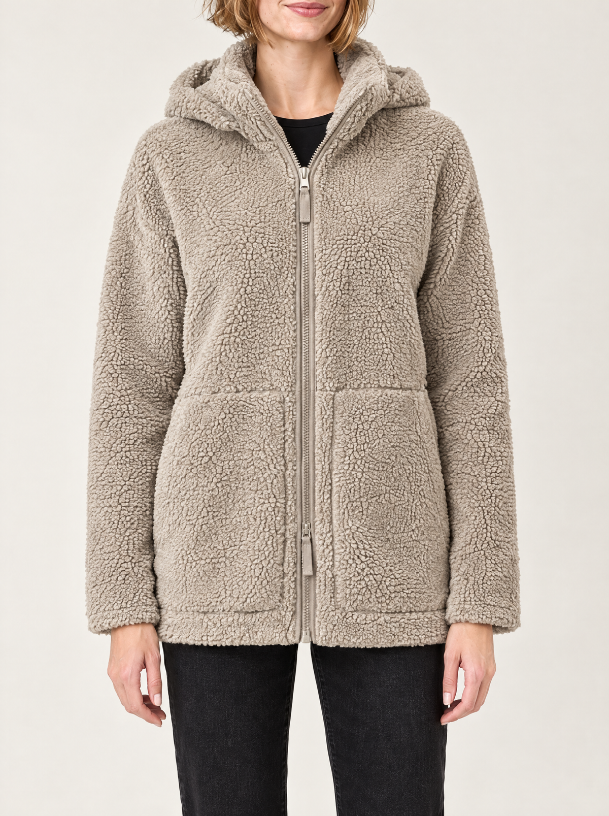 Federica | Women's Oversized Teddy Winter Jacket with Stand Collar, enlarged view