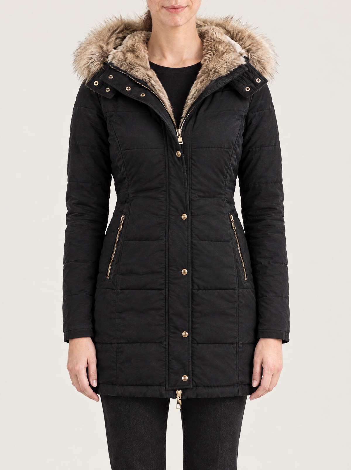 Adriana | Women's Padded Hooded Winter Coat with Faux Fur Trim