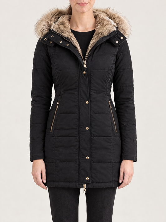 Adriana | Women's Padded Hooded Winter Coat with Faux Fur Trim