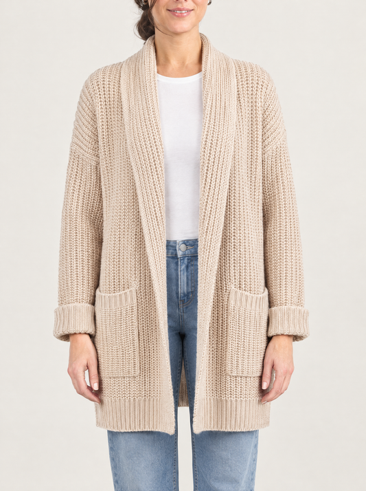 Debora | Women's Oversized Open-Front Knit Cardigan with Pockets