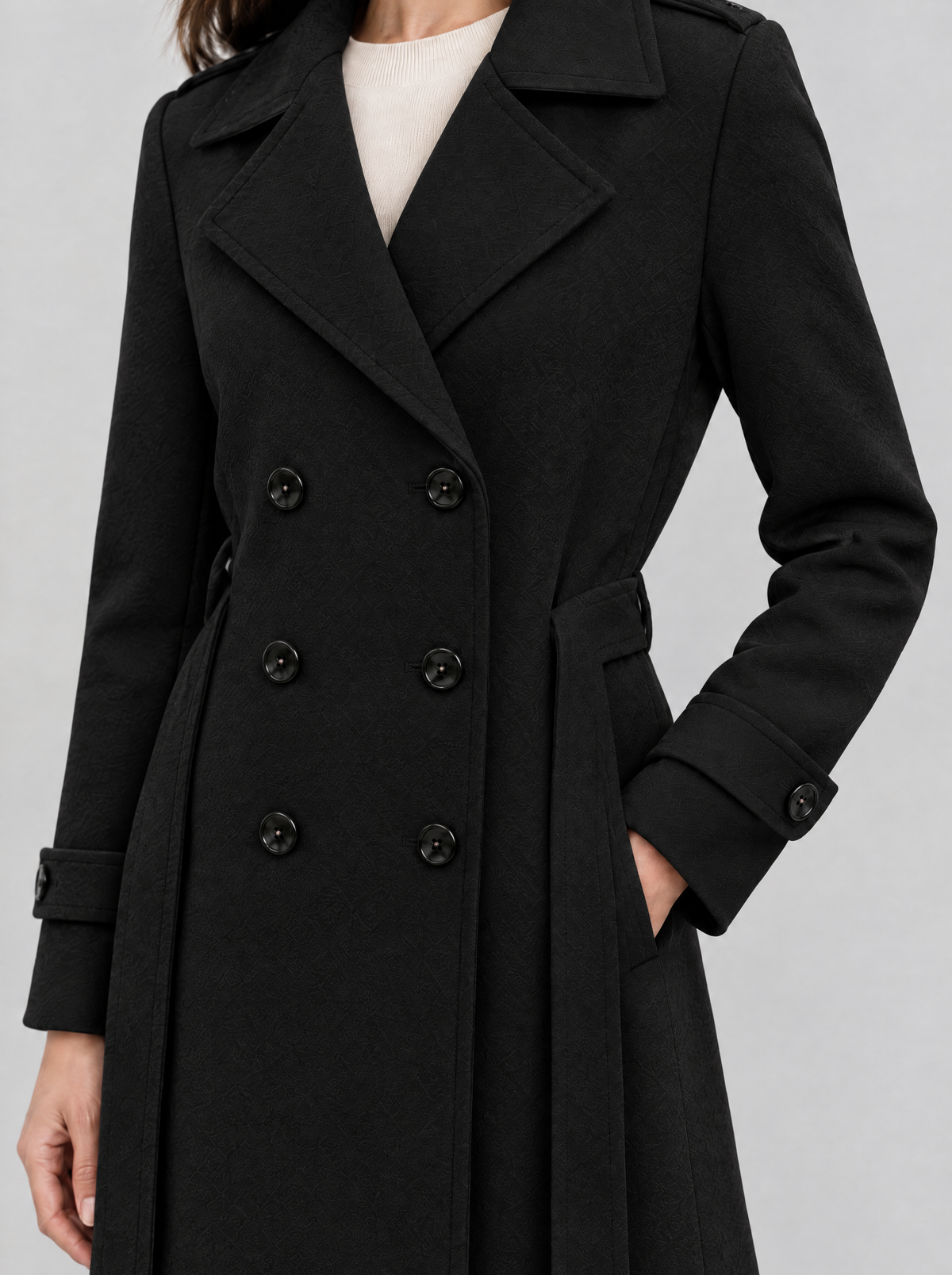 Ornella | Women's Long Double-Breasted Belted Coat