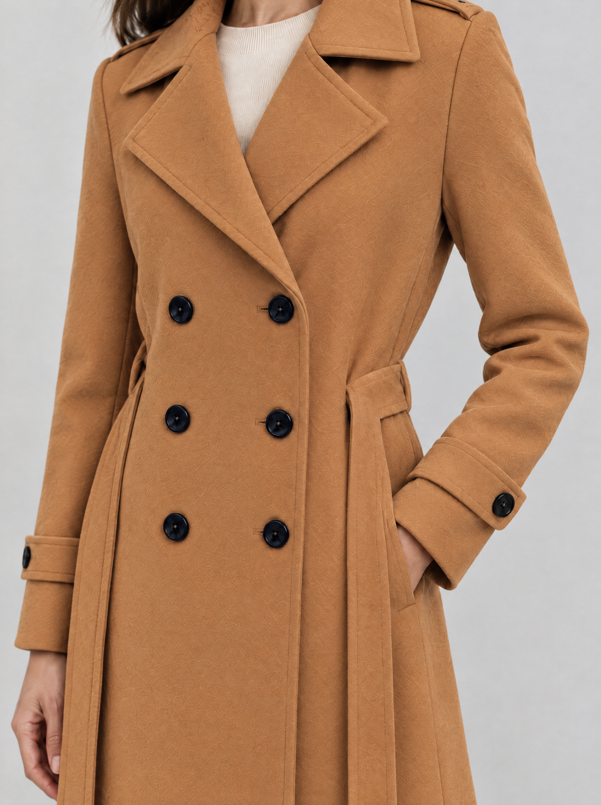 Ornella | Women's Long Double-Breasted Belted Coat