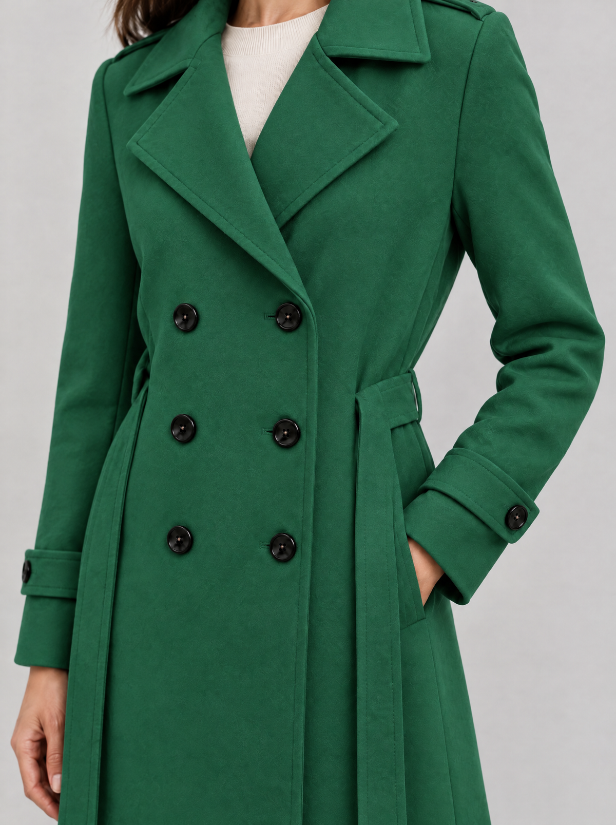 Ornella | Women's Long Double-Breasted Belted Coat