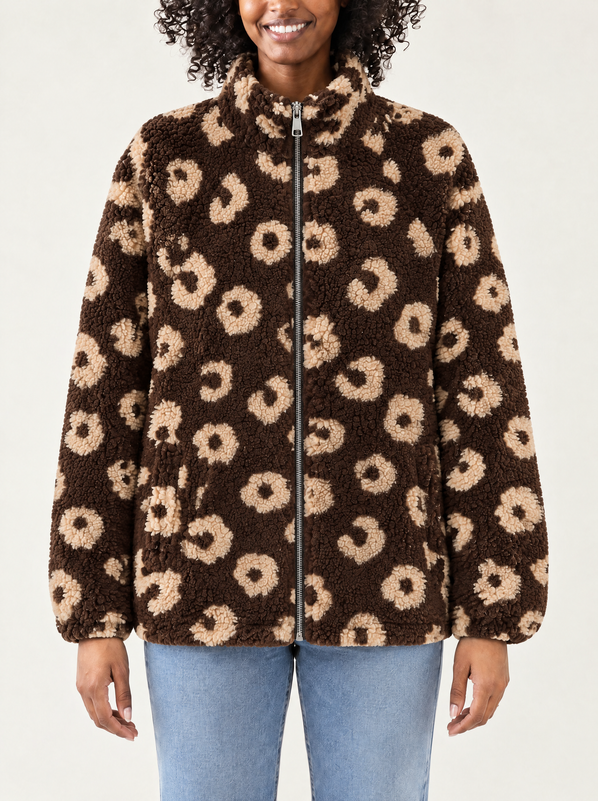Camilla | Women's Printed Fleece Cardigan with Pockets