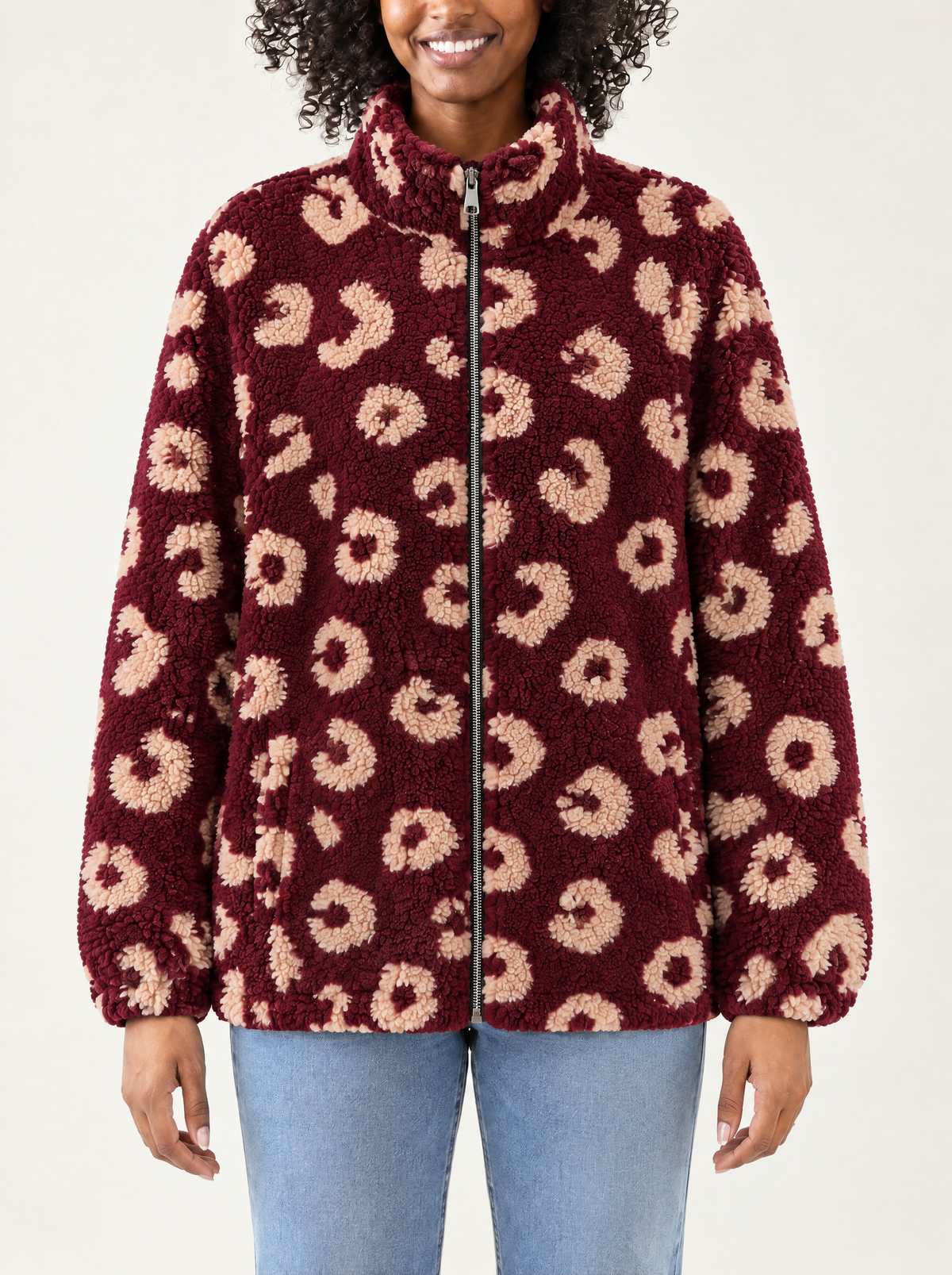 Camilla | Women's Printed Fleece Cardigan with Pockets