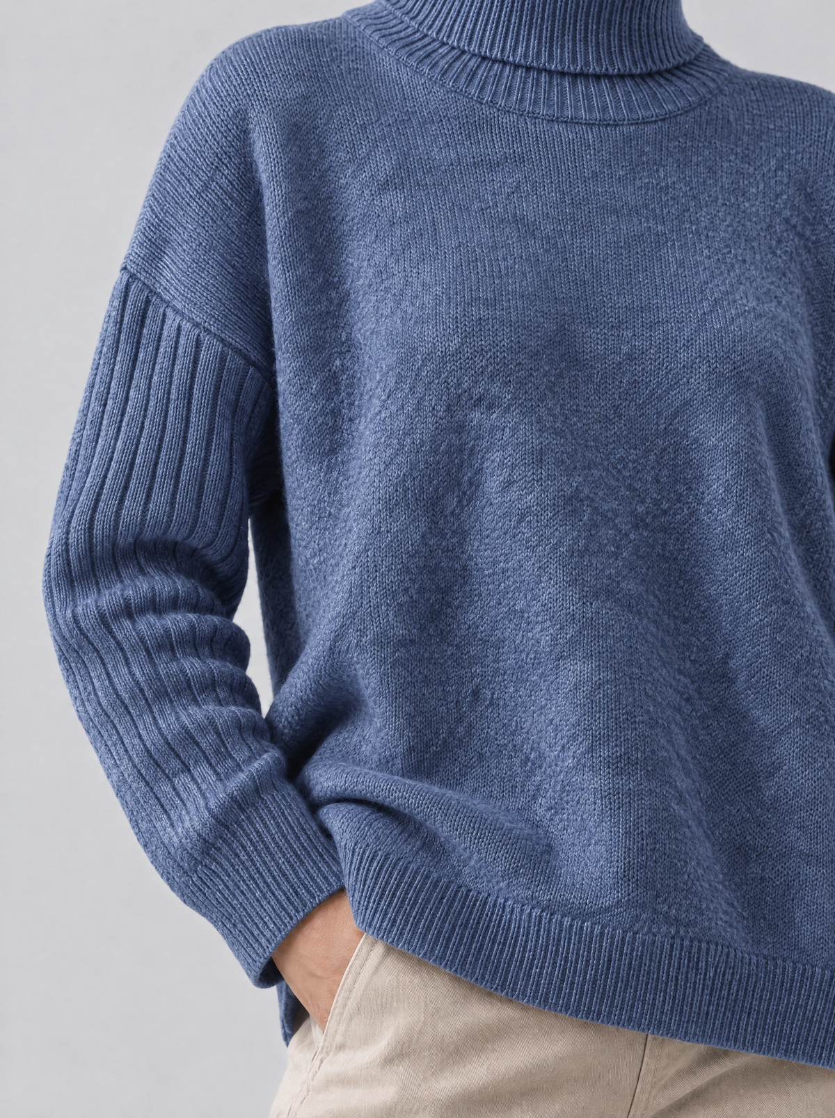 Orietta | Women's High Neck Jumper with Asymmetric Hem