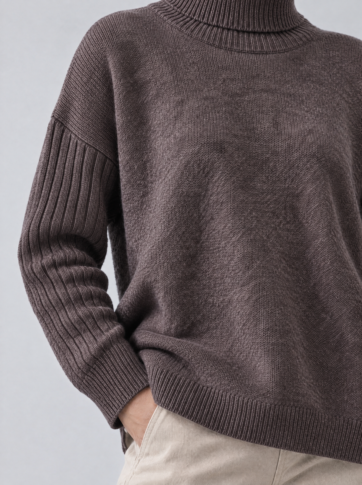 Orietta | Women's High Neck Jumper with Asymmetric Hem