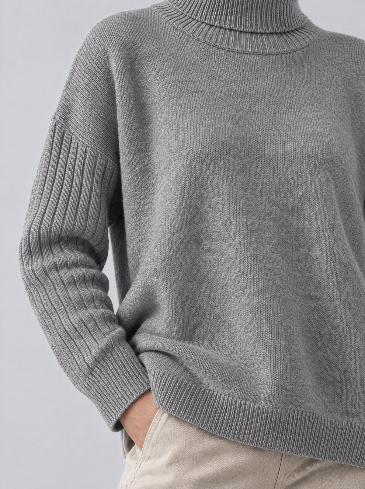 Orietta | Women's High Neck Jumper with Asymmetric Hem