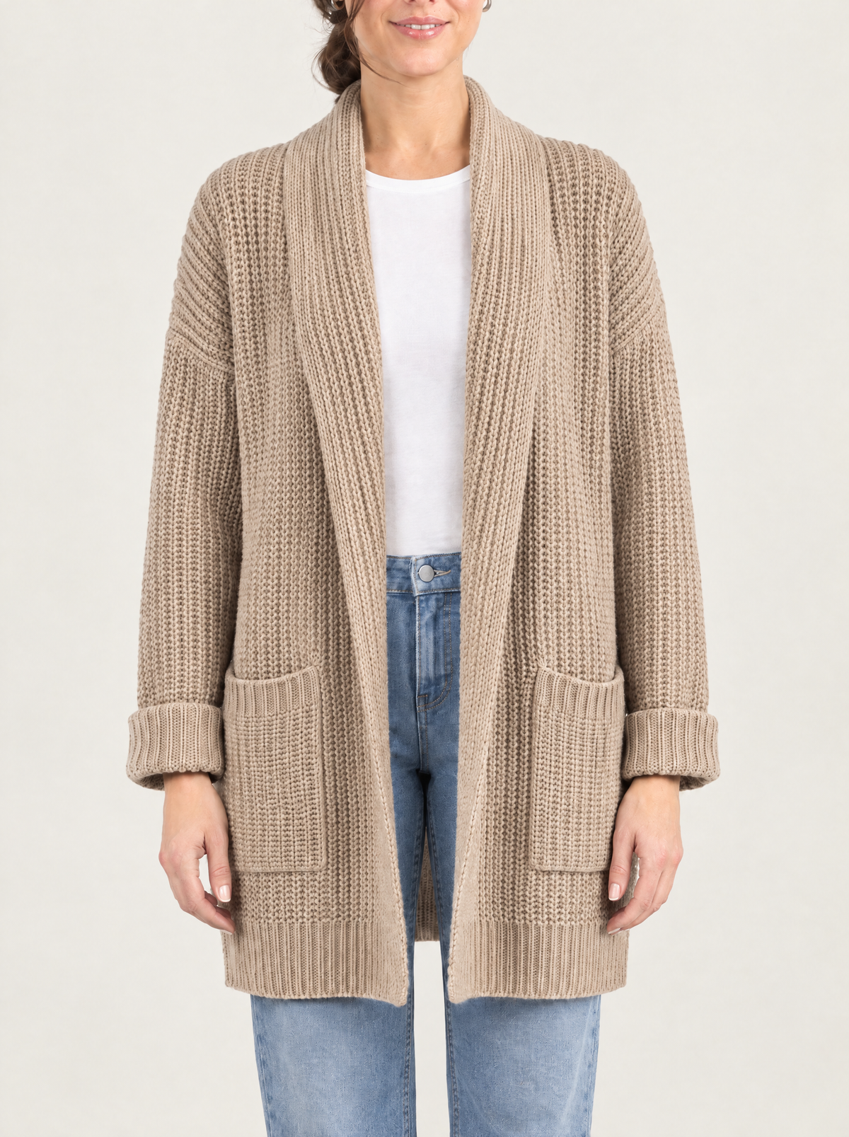 Debora | Women's Oversized Open-Front Knit Cardigan with Pockets