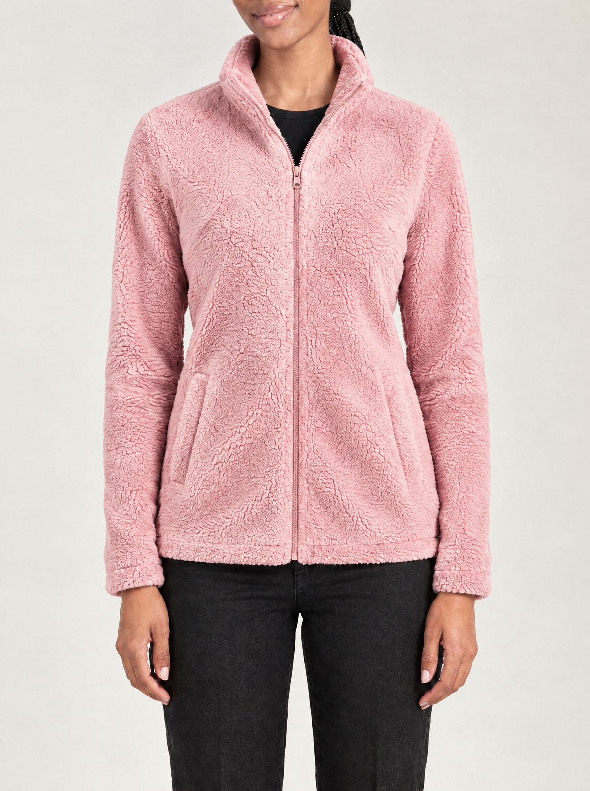 Rebecca | Women's Soft Fleece Zip Jacket with Stand Collar, enlarged view