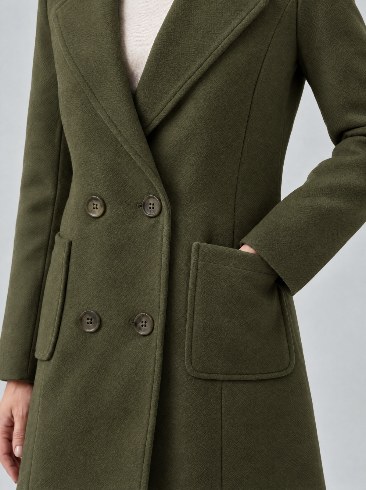 Olivia | Women's Double-Breasted Mid-Length Wool-Blend Look Coat