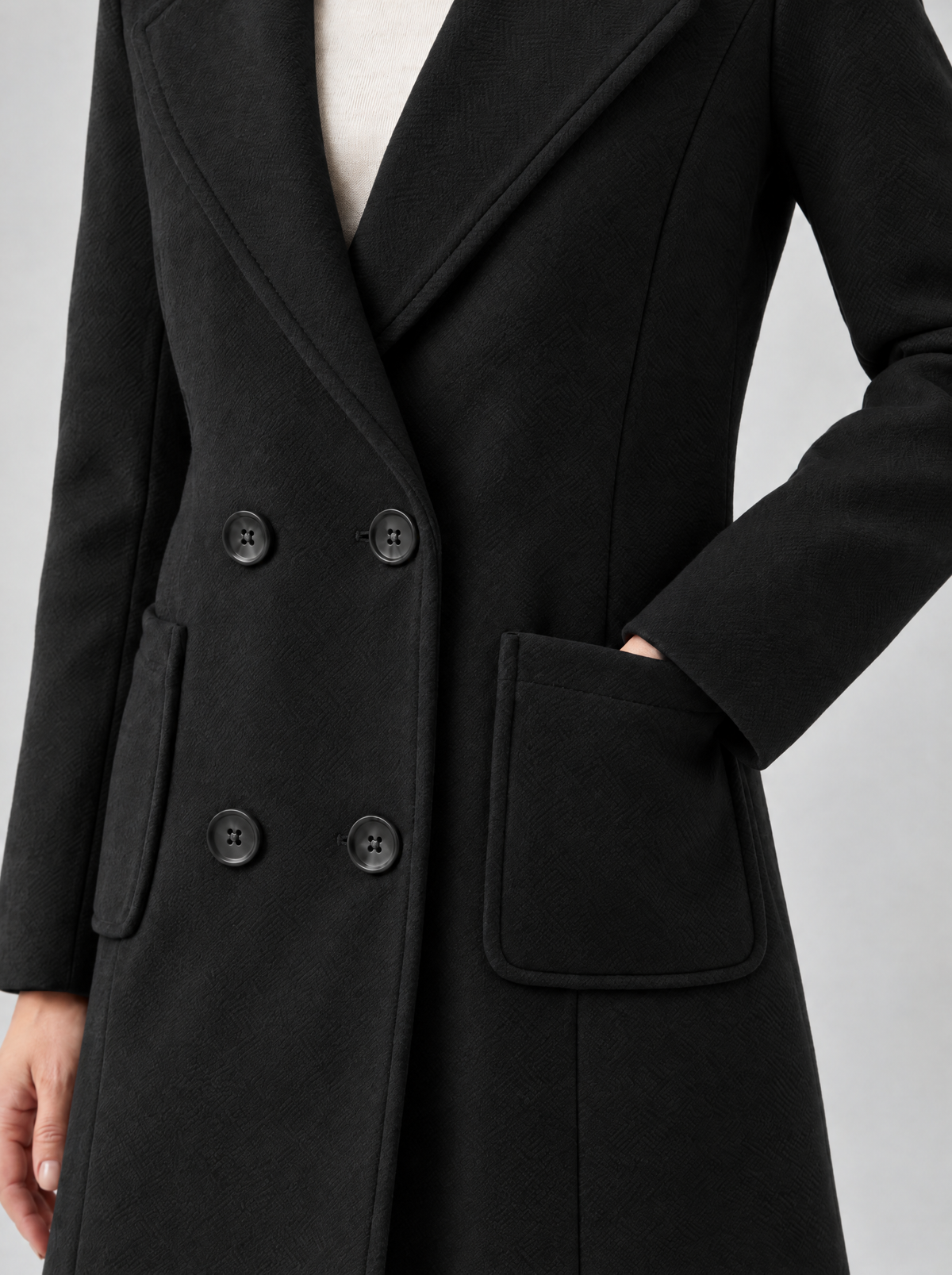 Olivia | Women's Double-Breasted Mid-Length Wool-Blend Look Coat