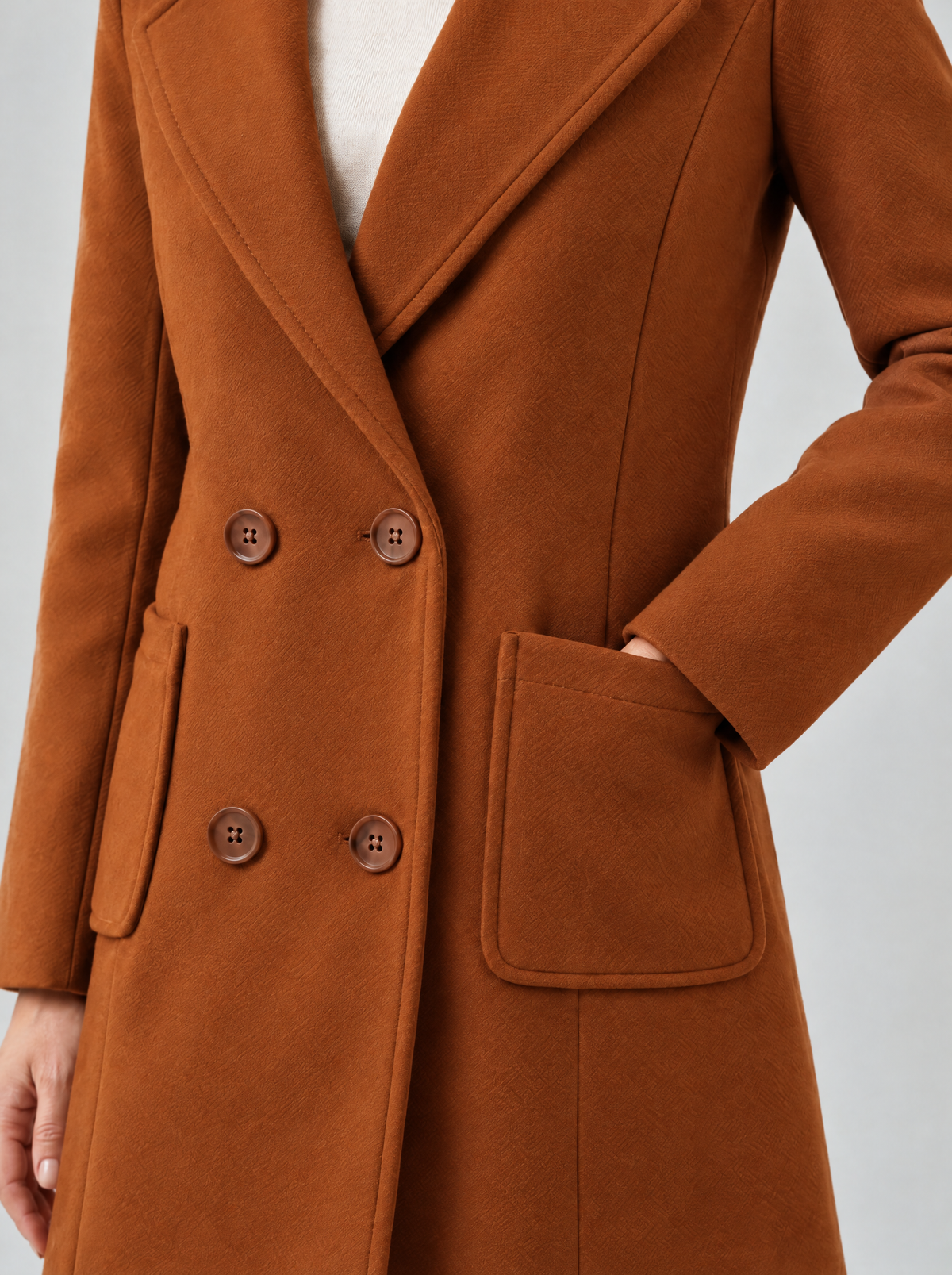 Olivia | Women's Double-Breasted Mid-Length Wool-Blend Look Coat