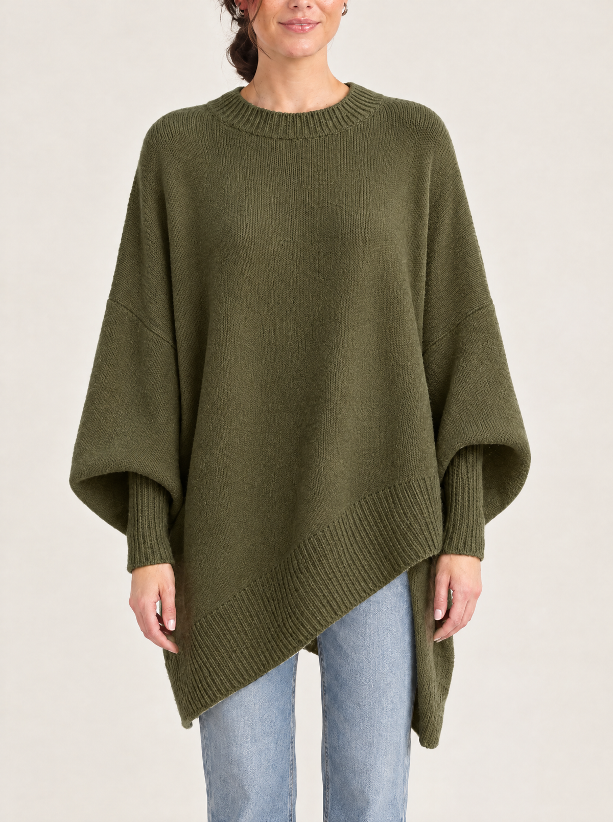 Gabriella | Women's Oversized Knit Jumper with Asymmetric Hem
