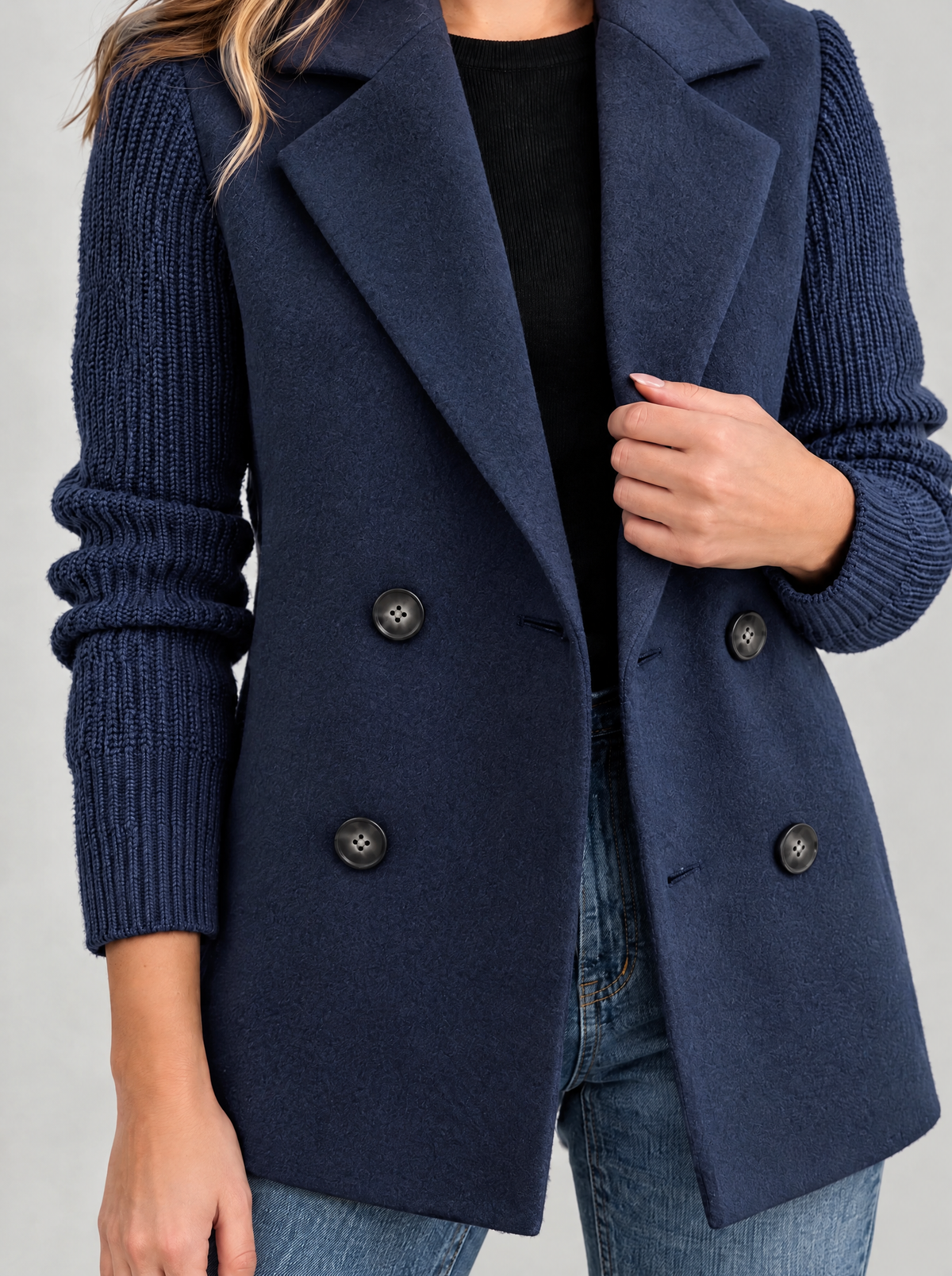 Bruna | Women's Blazer with Knitted Sleeves