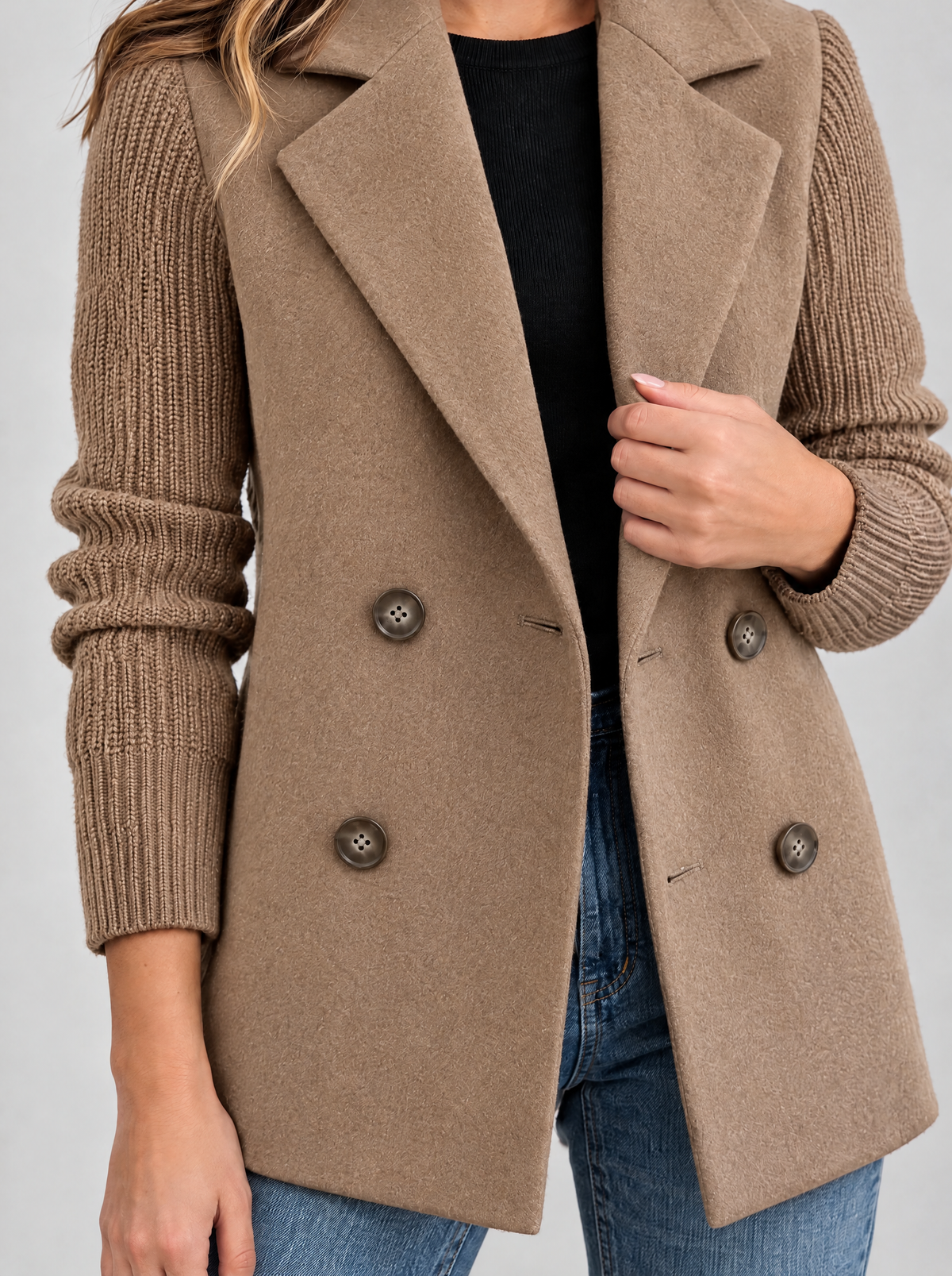 Bruna | Women's Blazer with Knitted Sleeves