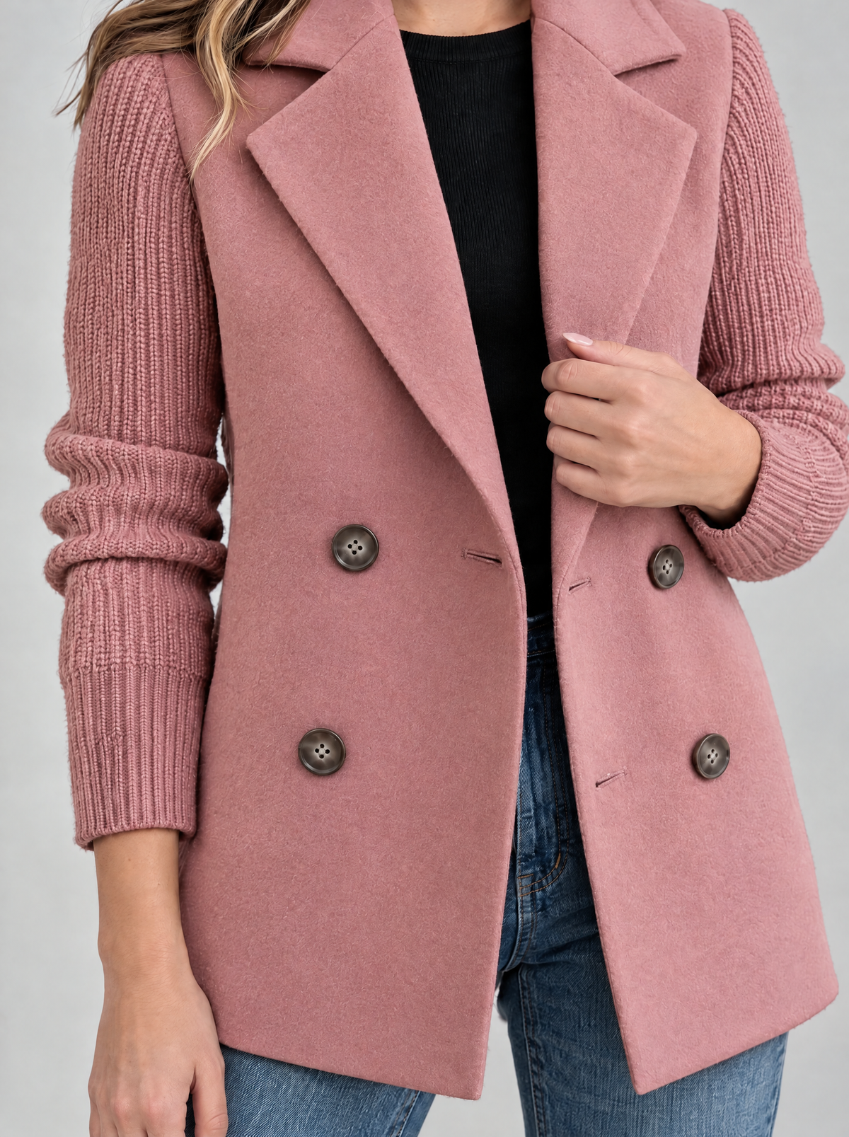Bruna | Women's Blazer with Knitted Sleeves