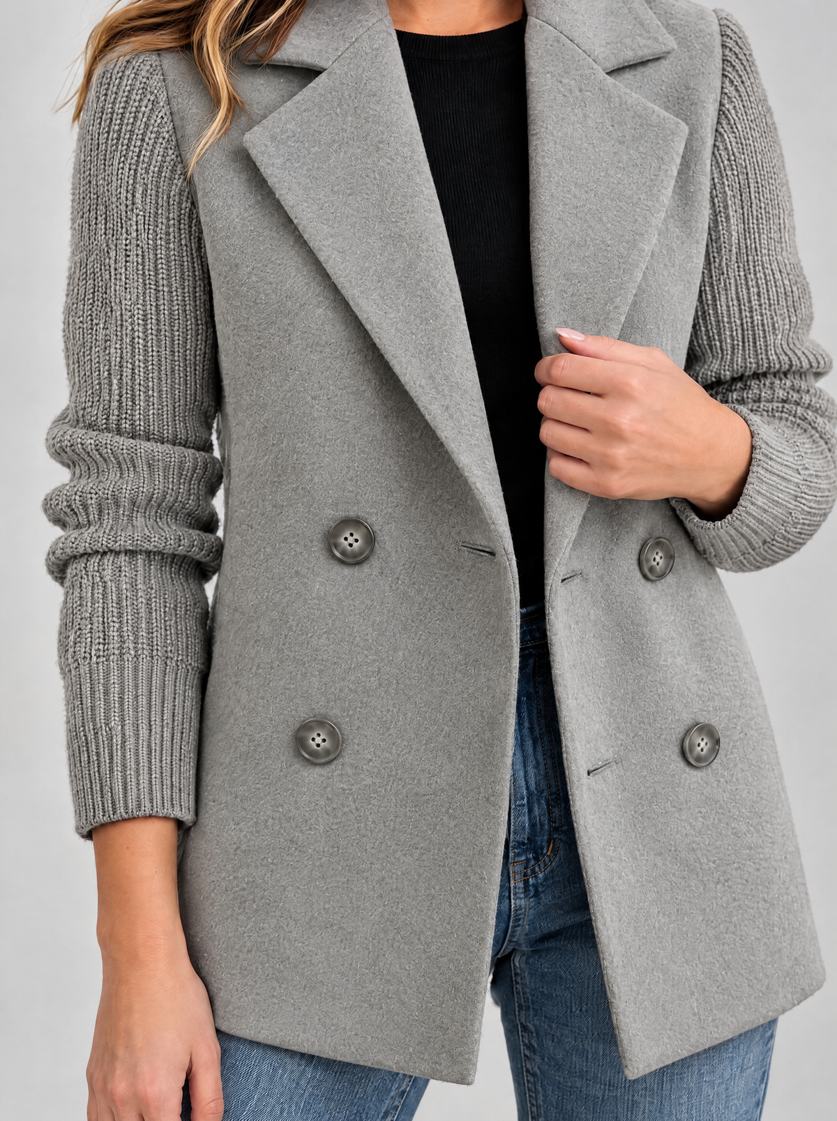 Bruna | Women's Blazer with Knitted Sleeves