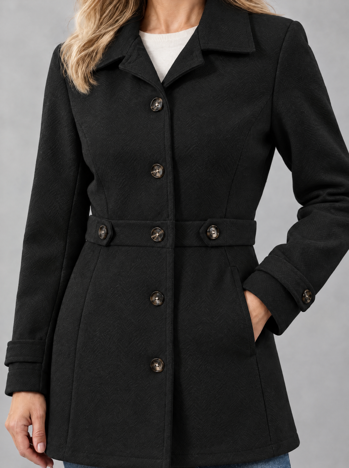 Paola | Women's Tailored Wool-Blend Look Coat with Button Front