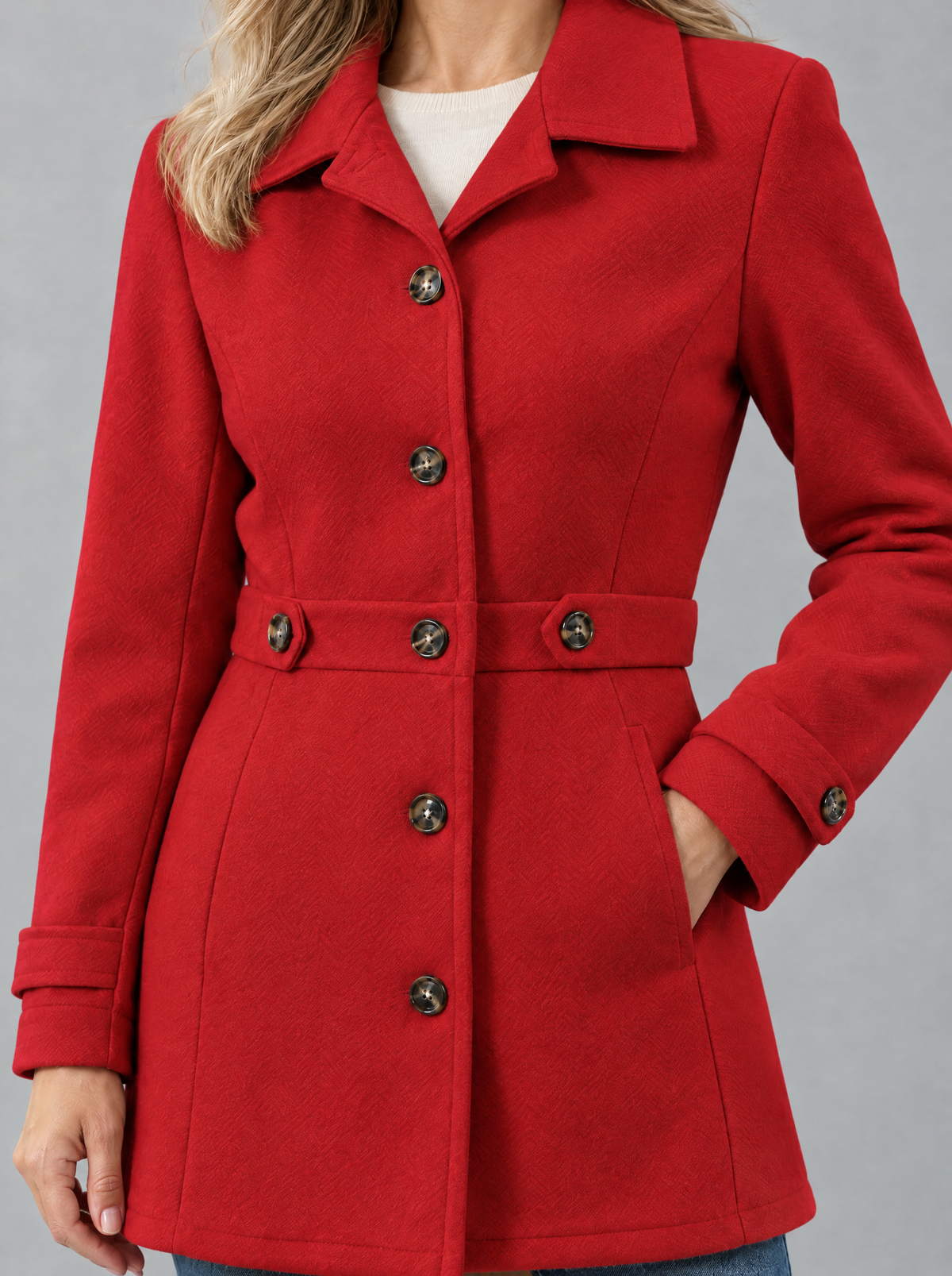 Paola | Women's Tailored Wool-Blend Look Coat with Button Front
