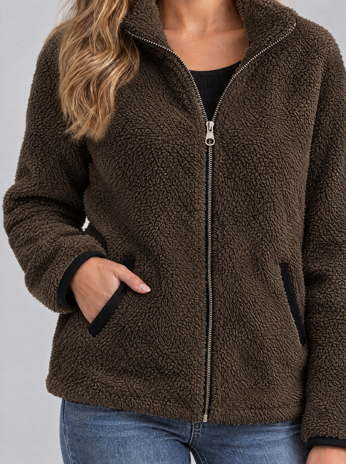 Bettina | Women's Teddy Fleece Zip Jacket with Pockets