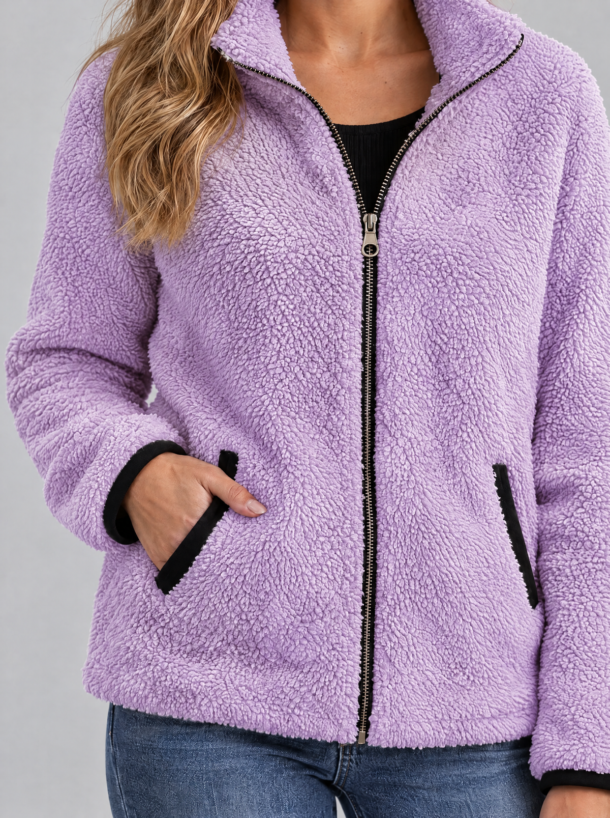 Bettina | Women's Teddy Fleece Zip Jacket with Pockets