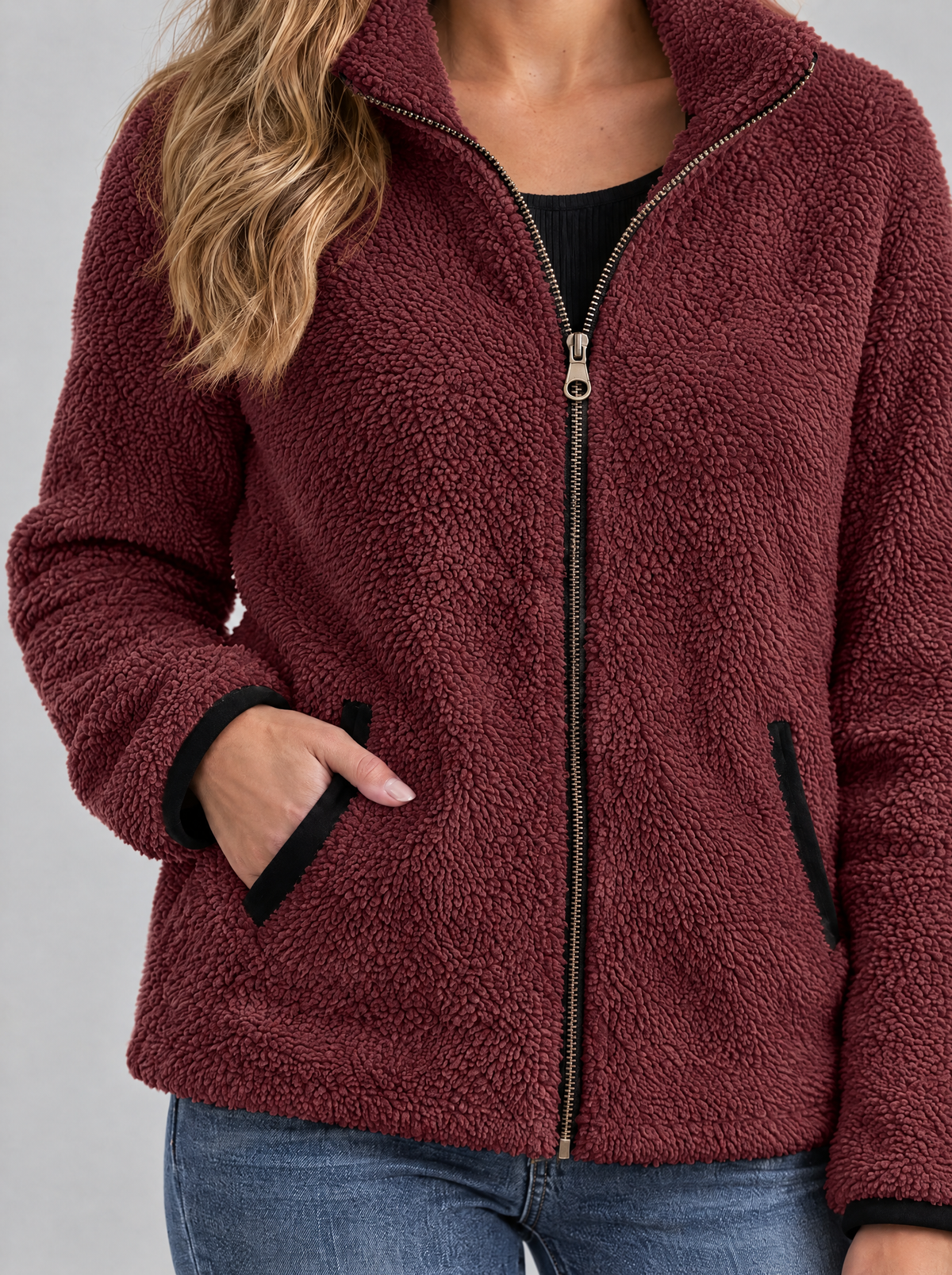 Bettina | Women's Teddy Fleece Zip Jacket with Pockets