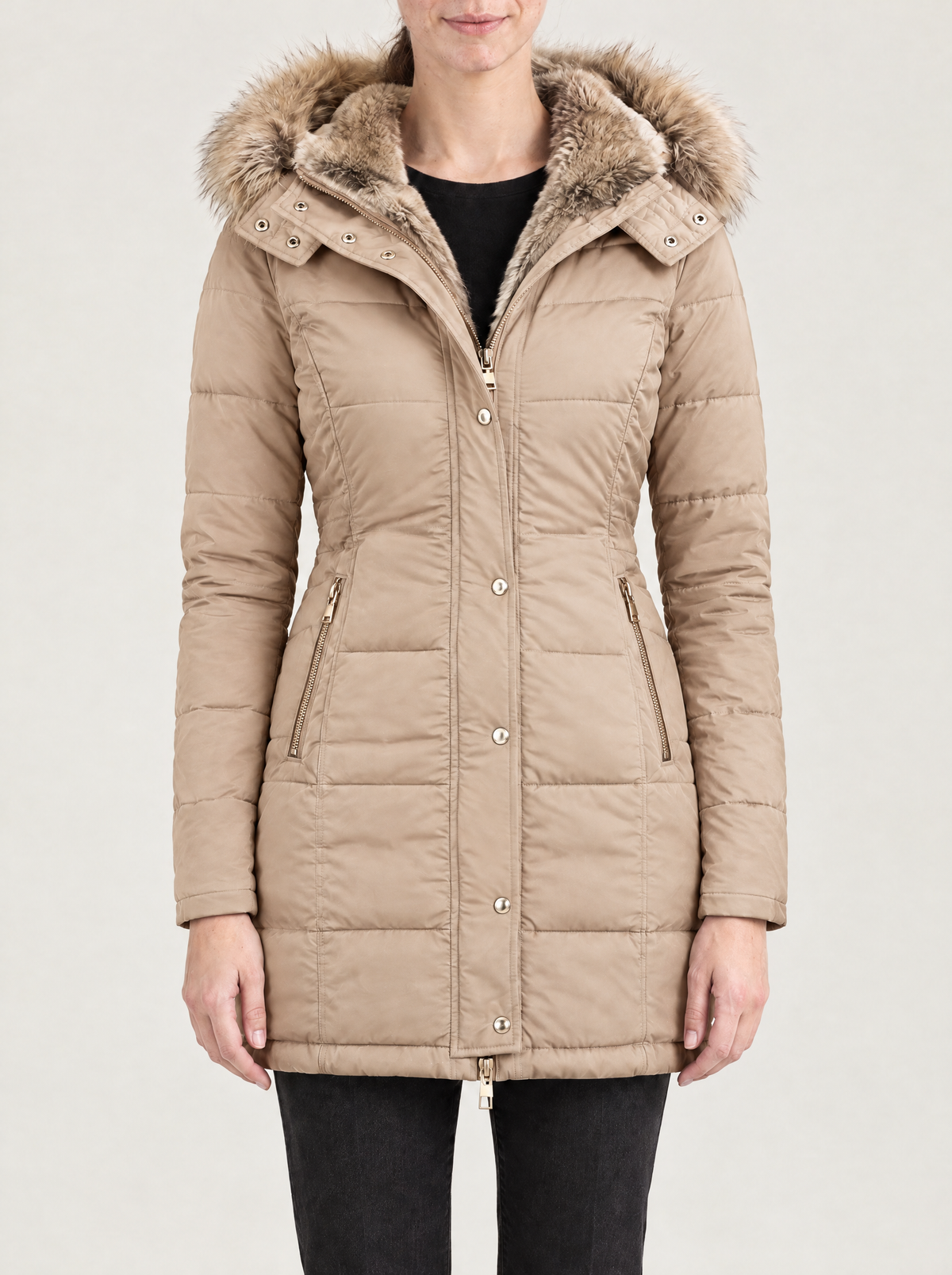 Adriana | Women's Padded Hooded Winter Coat with Faux Fur Trim
