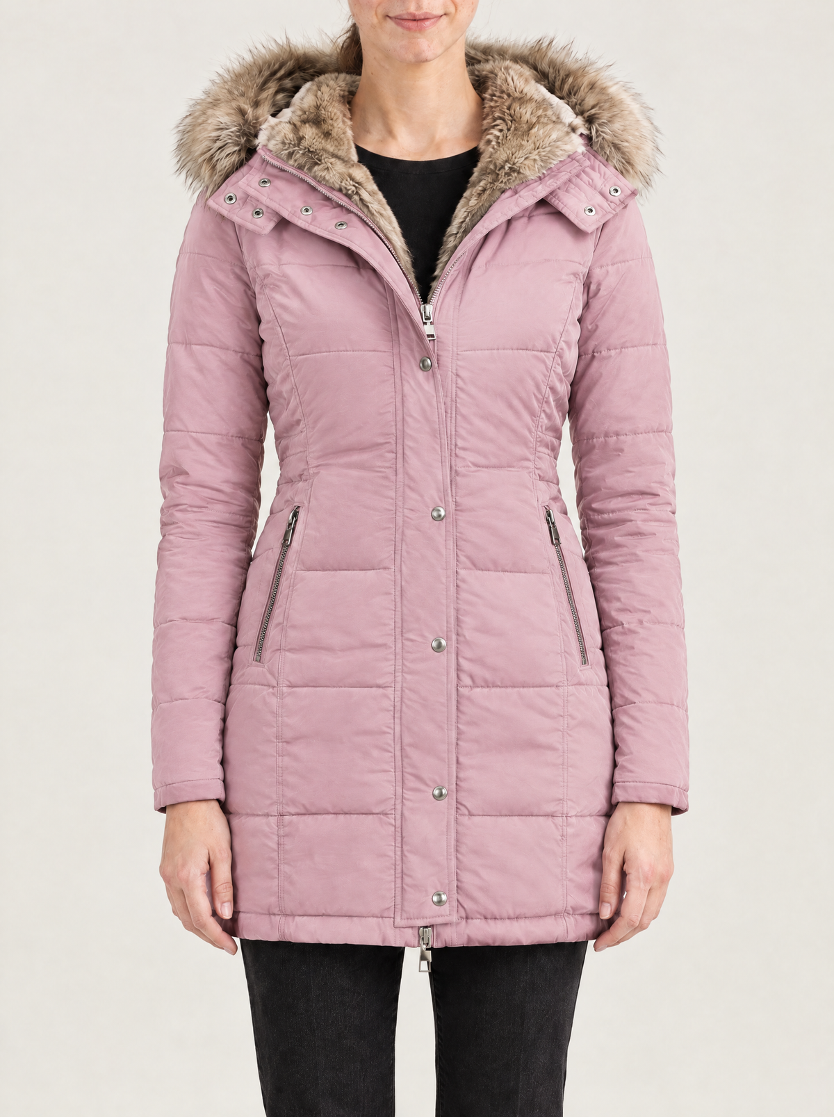 Adriana | Women's Padded Hooded Winter Coat with Faux Fur Trim