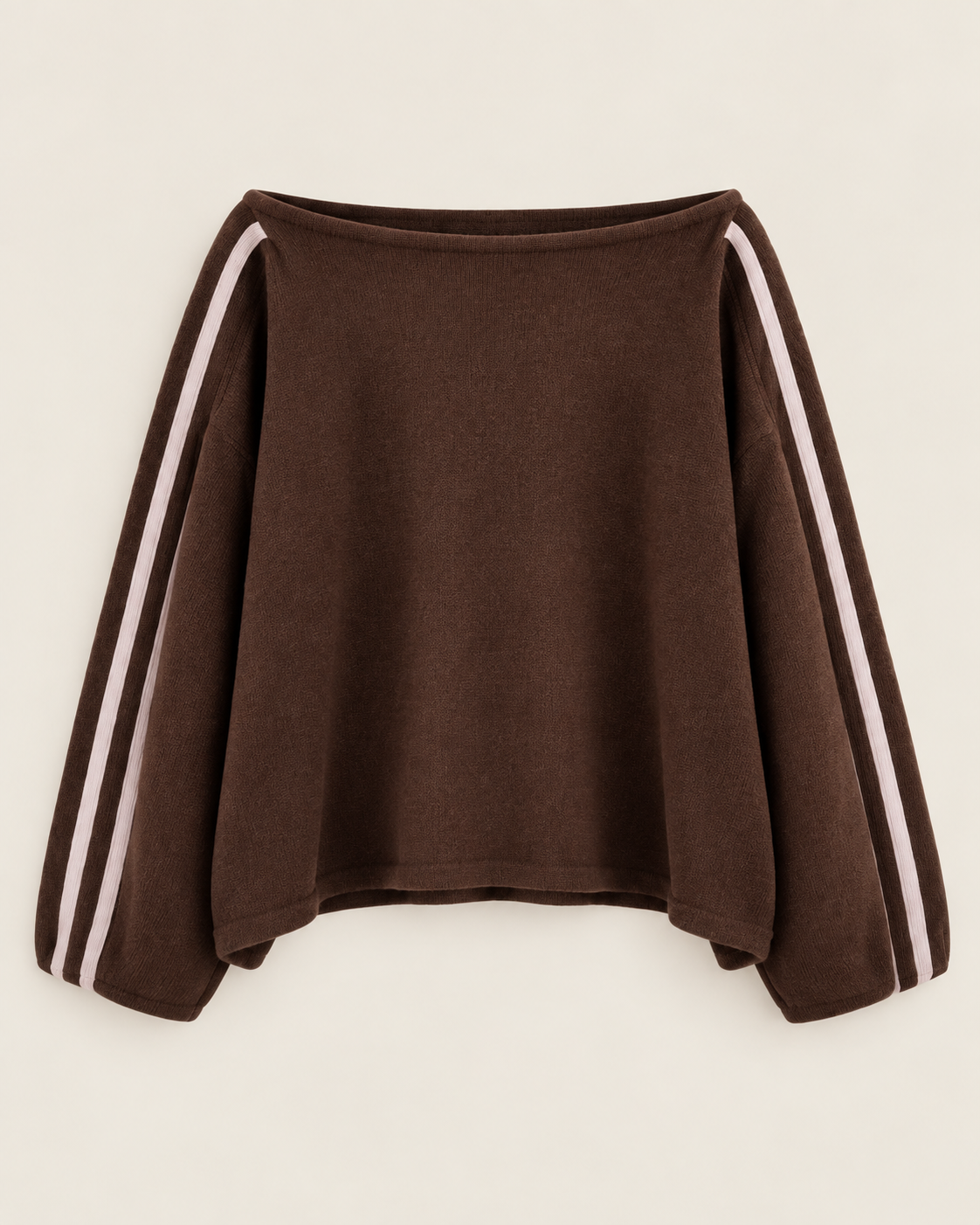 Women's Oversized Off-Shoulder Jumper with Striped Sleeves