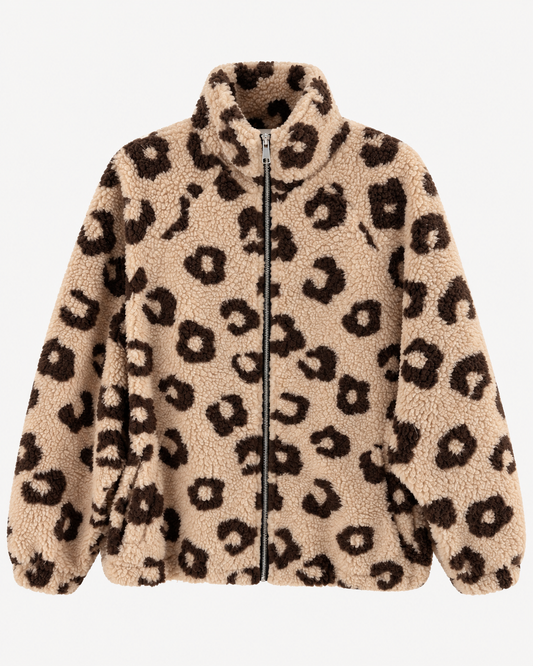 Women's Printed Fleece Cardigan with Pockets