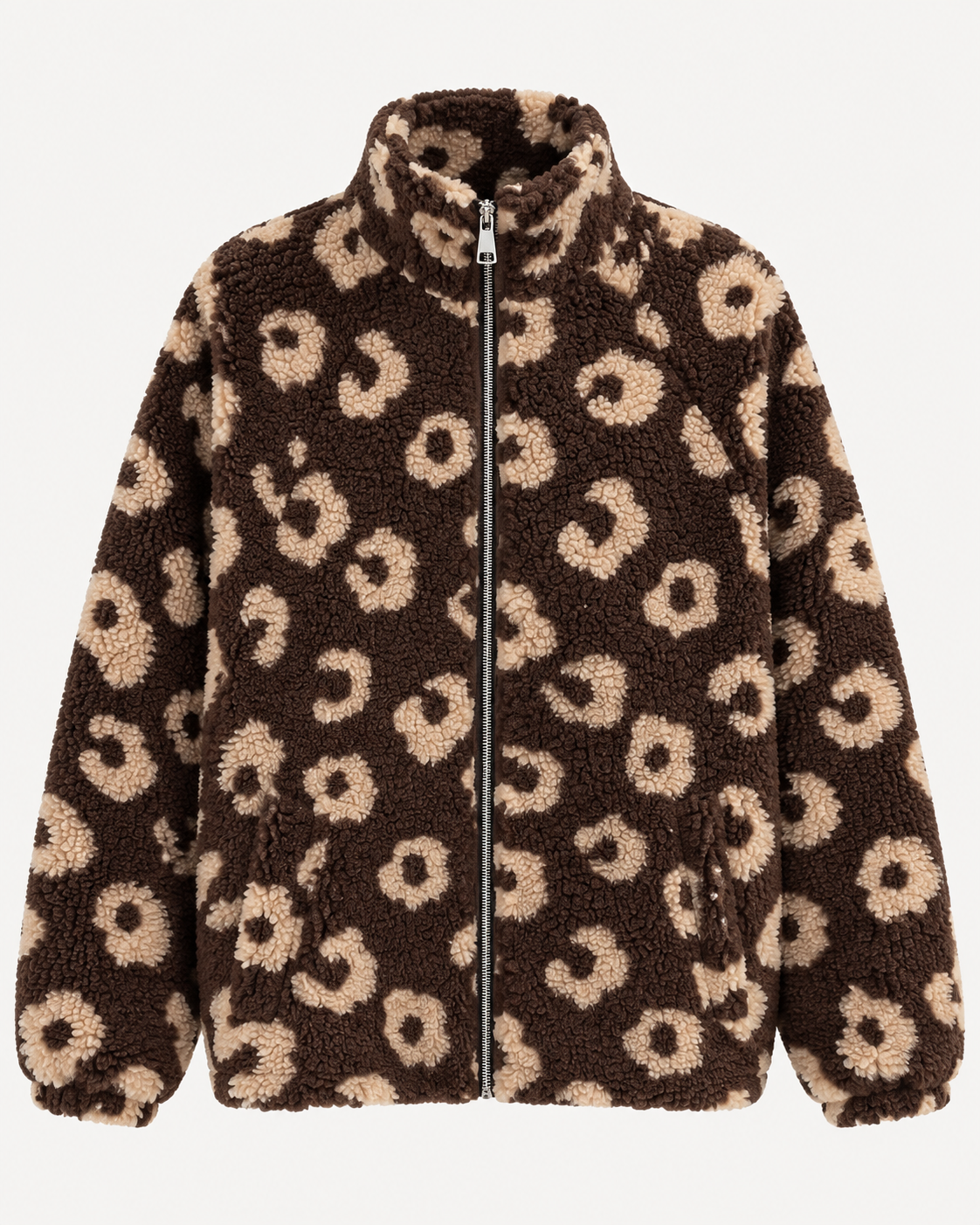 Women's Printed Fleece Cardigan with Pockets