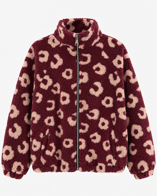 Women's Printed Fleece Cardigan with Pockets